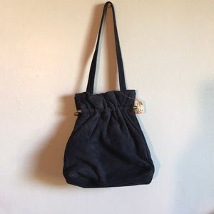 Vintage Navy Blue suede handbag